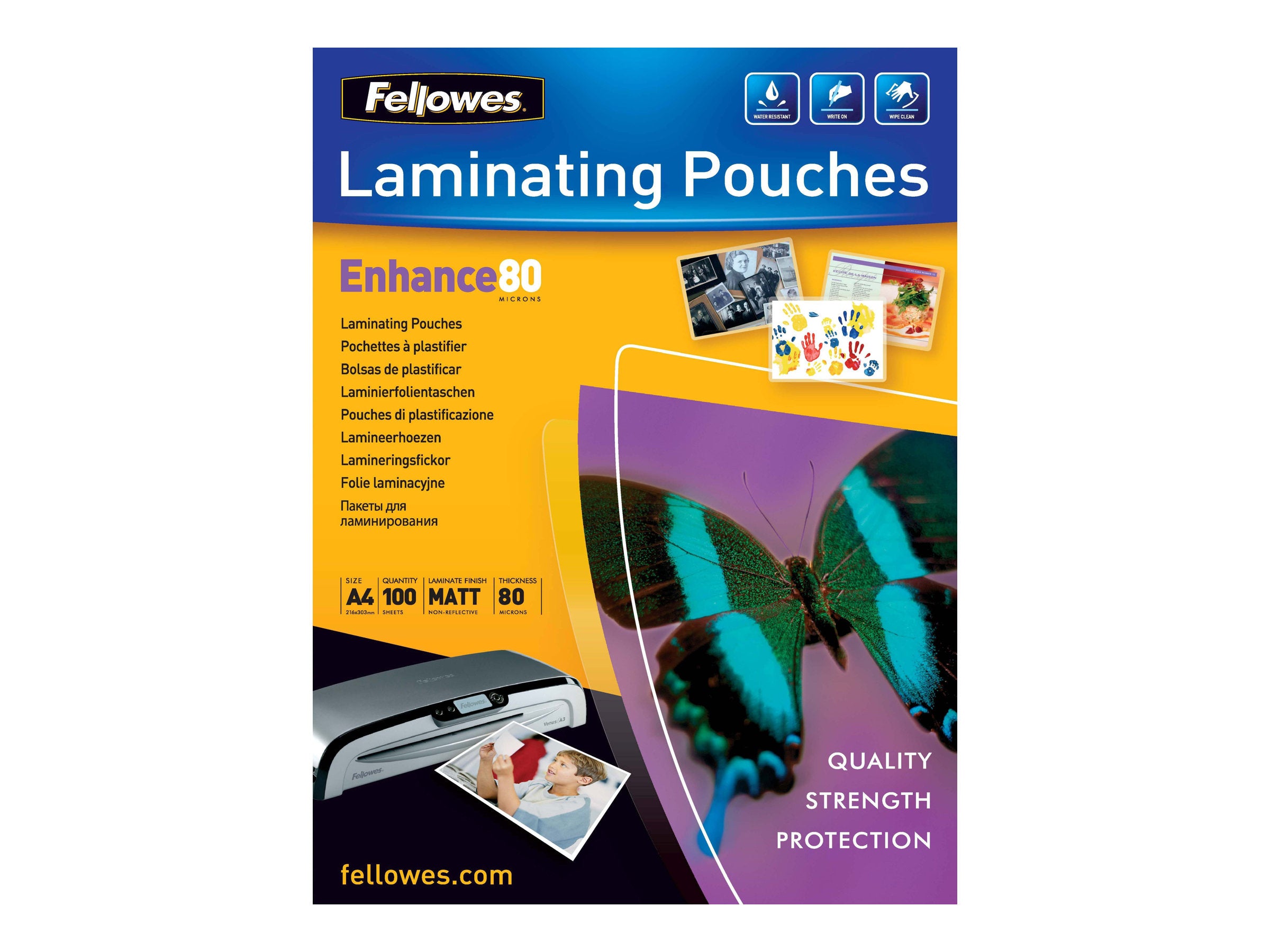 FELLOWES POCHETTES A4 80 MICRONS MATES X 100