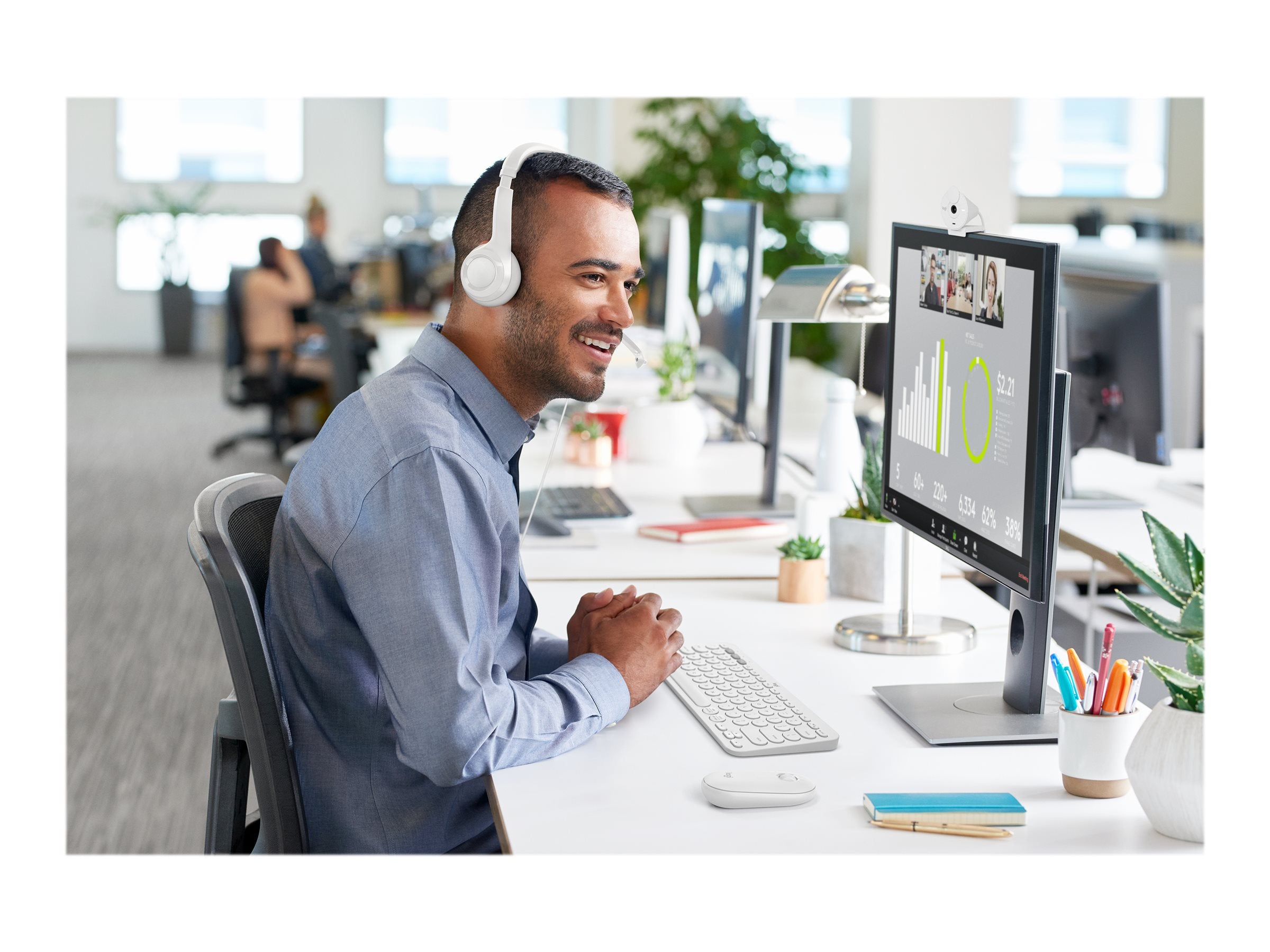 LOGITECH H390 Headset on-ear wired USB-A off-white