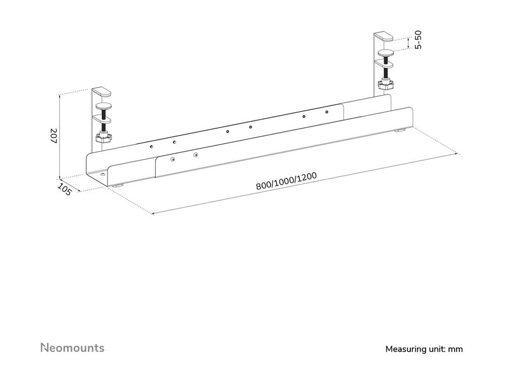 NEOMOUNTS Cable Management Tray max 5kg. clamp-on design universal white
