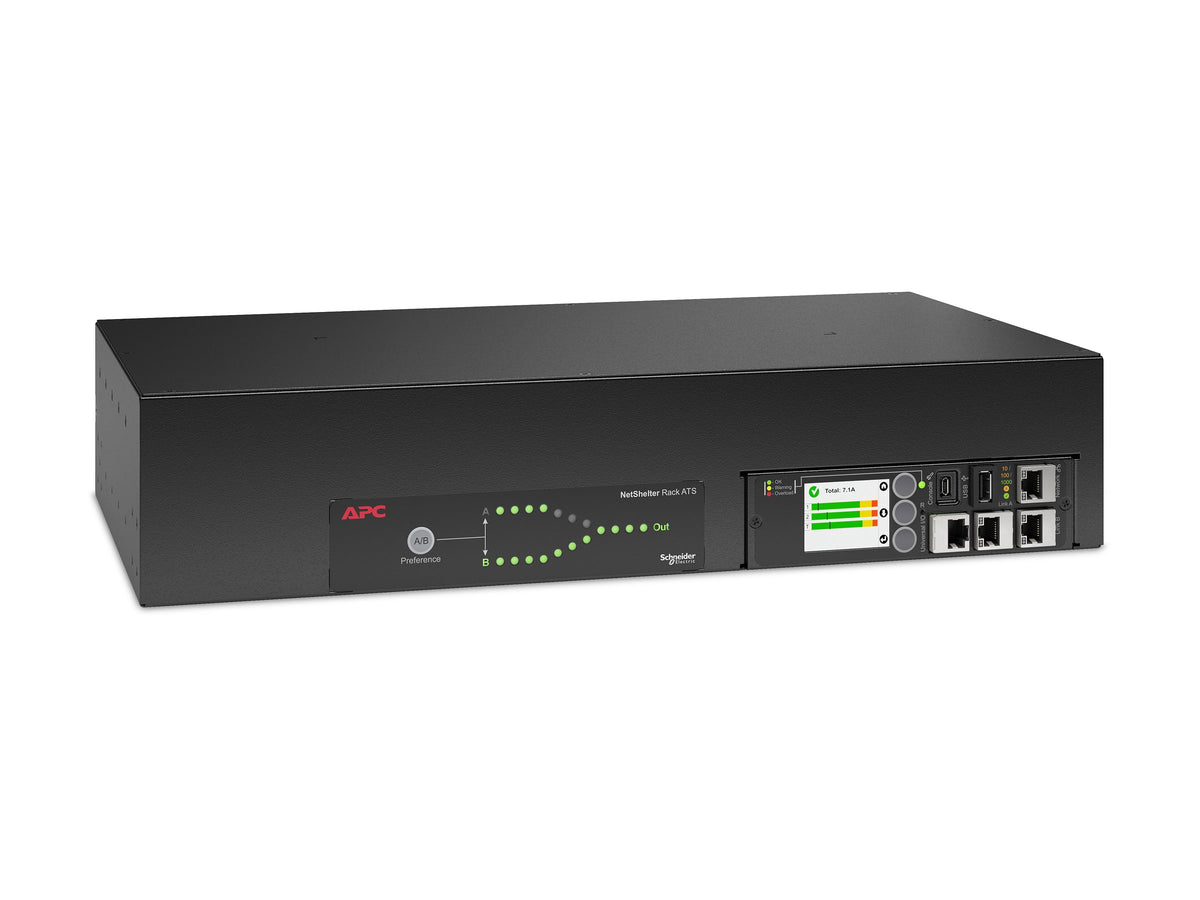 APC NetShelter Automatic transfer switch Rack AC 207-253V 7400VA 1-phase Ethernet 10/100/1000 USB oc 18 2U 2.43m cord Black