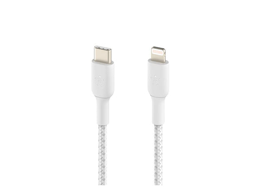 BELKIN BOOST CHARGE USB-C to Lightning Cable Braided 2M White