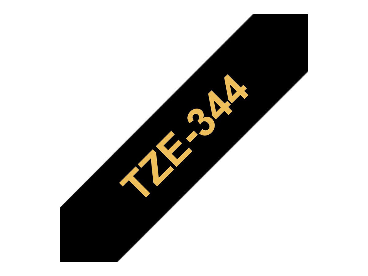 BROTHER P-TOUCH TZE-344 gold sur noir  18mm