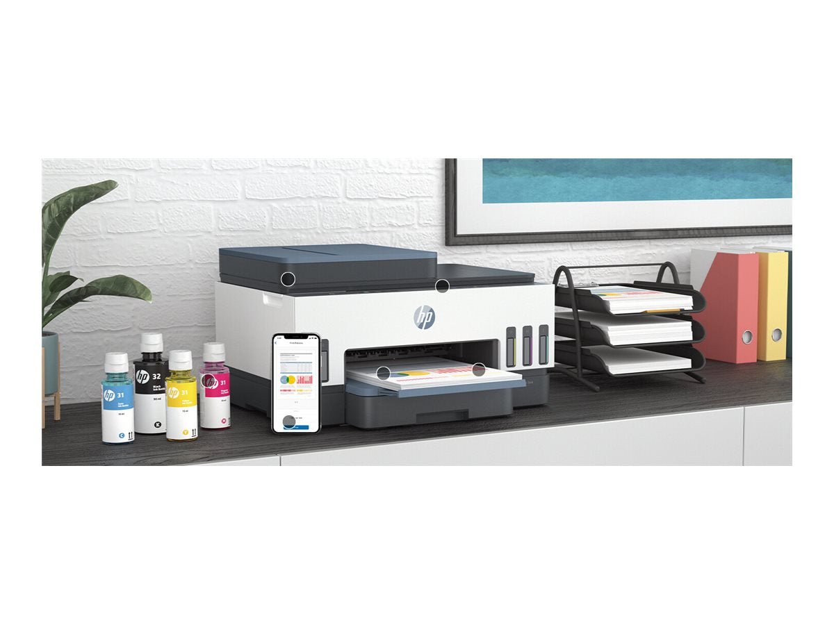 HP Smart Tank 7306 All-in-One MFP colour inkjet refillable A4 13ppm Copy 15ppm Print 250sheets USB Wi-Fi Bluetooth