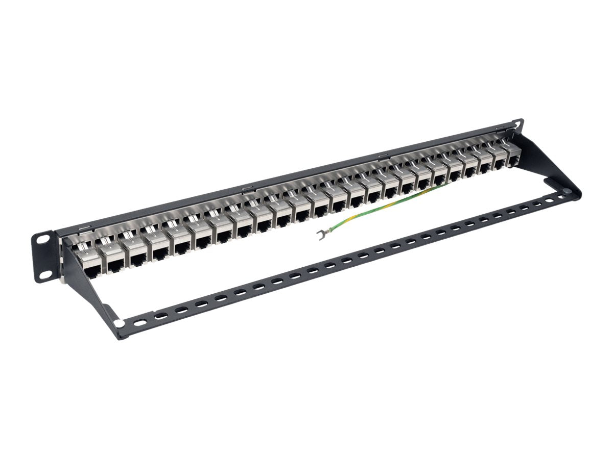 EATON TRIPPLITE 24-Port Cat6a Patch Panel Shielded Feedthrough Rackmount RJ45 1U Patch panel CAT 6a STP RJ-45 X 24 1U 19 TAA