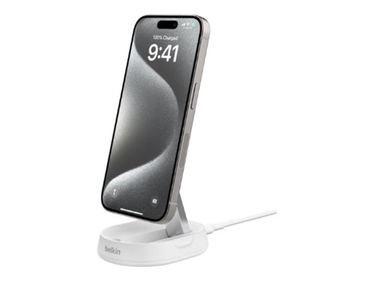 BELKIN PRO Convertible Qi2 15w Magnetic Charging Stand w/o PSU White