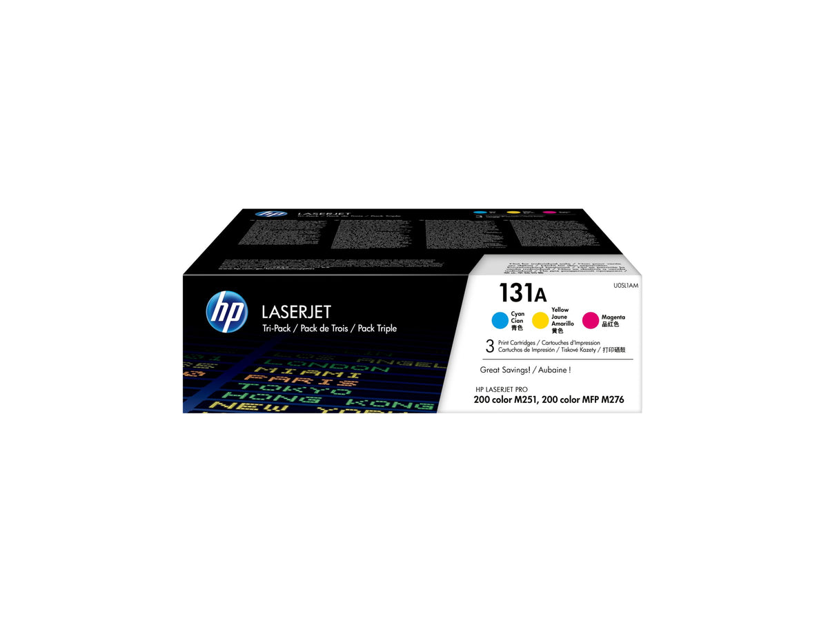 HP 131A original Toner cartridge U0SL1AM cyan magenta yellow standard capacity 3 x 1.800 pages 3-pack