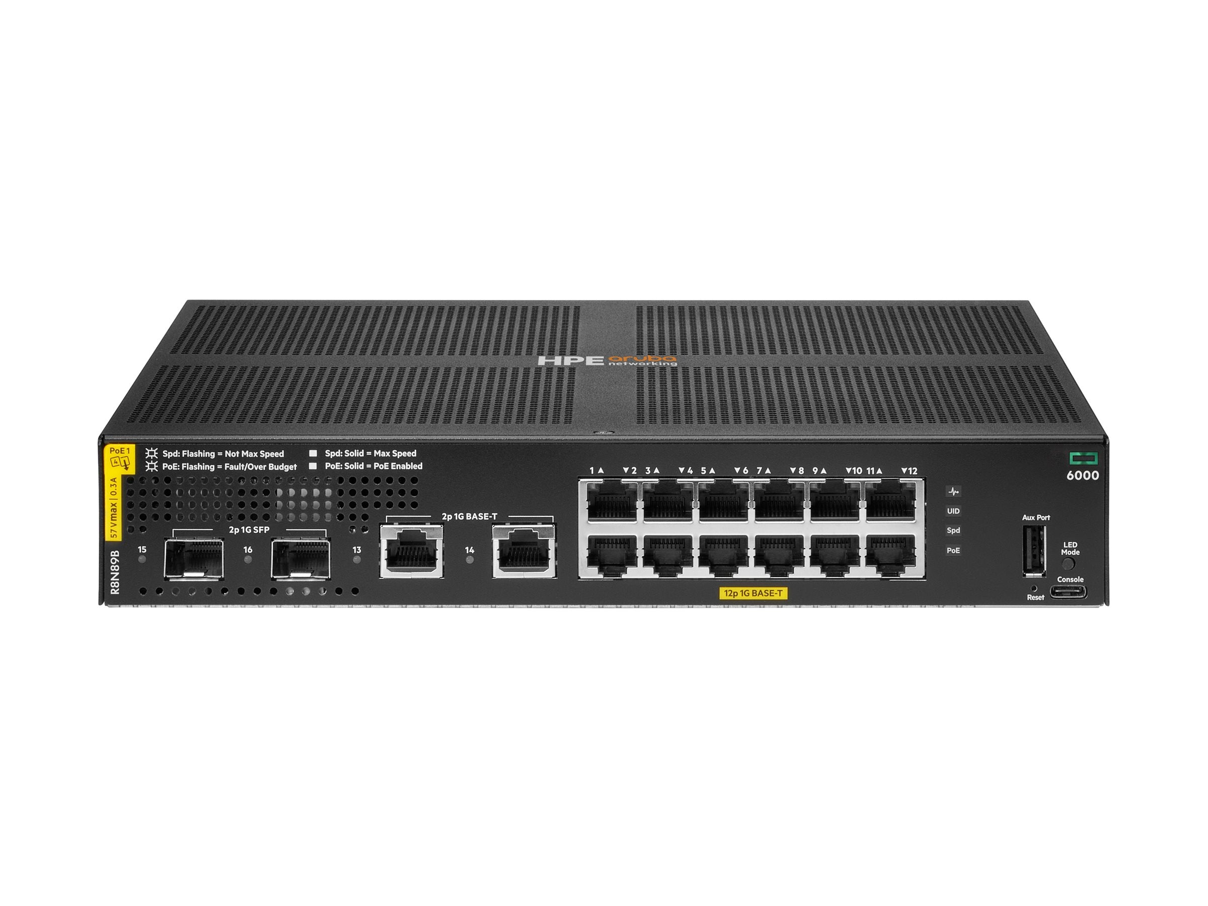 HPE Aruba Networking CX 6000 12p 10M/100M/1G Class4 PoE 2p SFP 1G 139W Switch EU en