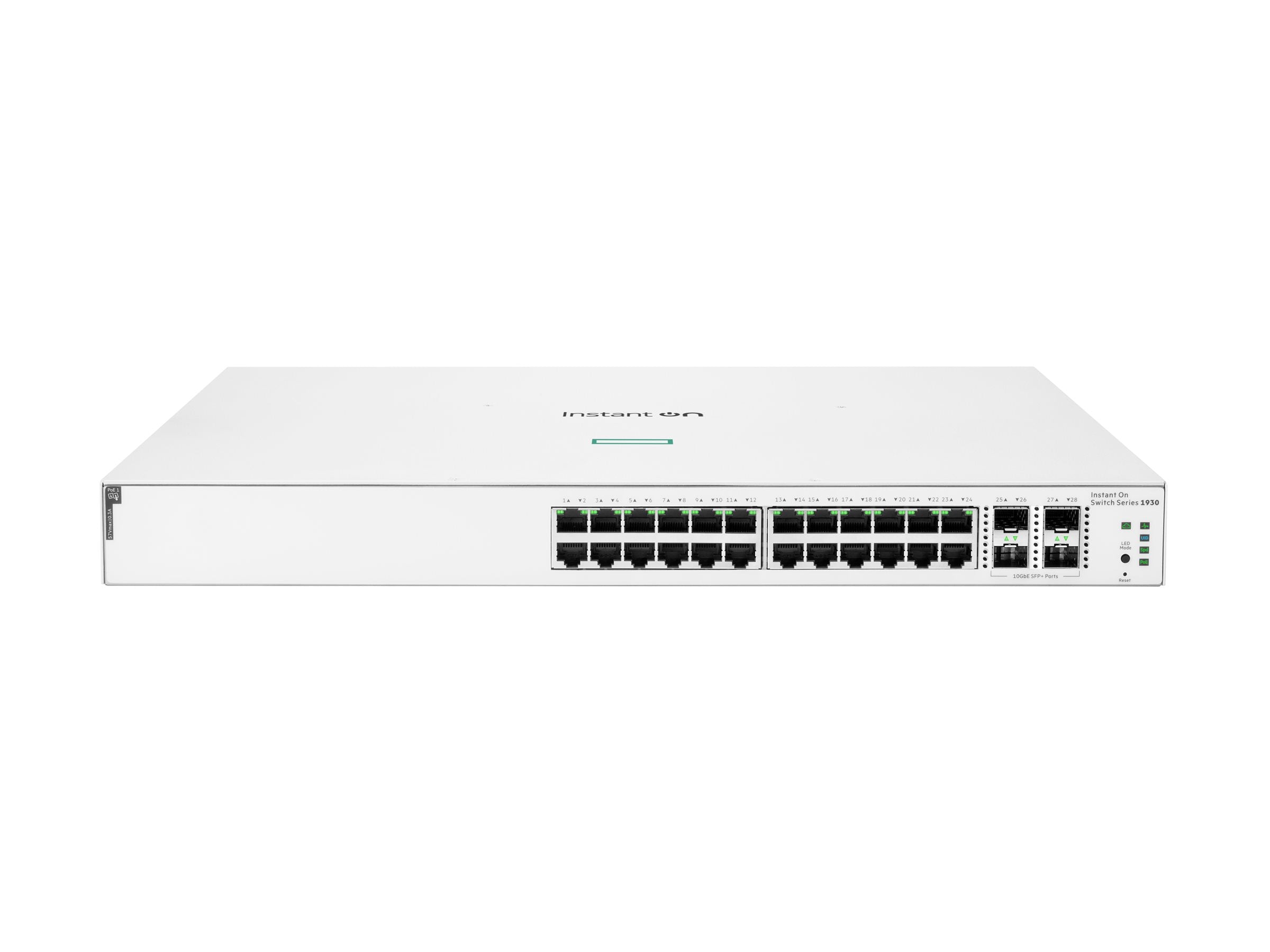 HPE Networking Instant On 1930 24G Class4 PoE 4SFP/SFP+ 370W Switch Commutateur C3 Géré 24 x 10/100/1000 PoE