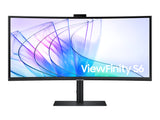 SAMSUNG ViewFinity S6 S34C652VAU Ecran incurvé 34p avec WEBCAM UWQHD 3440 x 1440 @100Hz VA 350cd/m² HDR10 5ms HDMI DP USB-C 90W HP