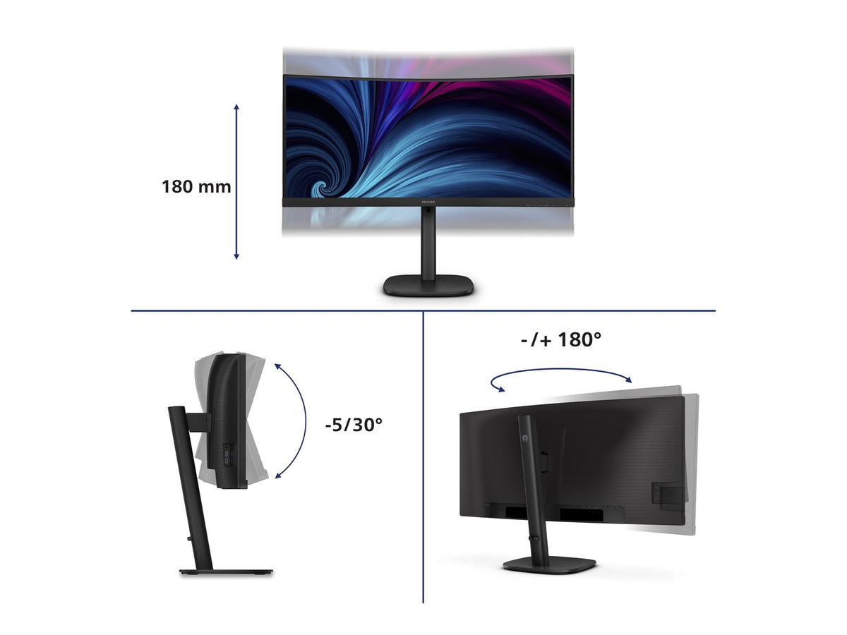 PHILIPS 34B2U3600C/00 34inch Curved Monitor 3440x1440 HDMI DP RJ-45 USB USB-C DOCK 90W