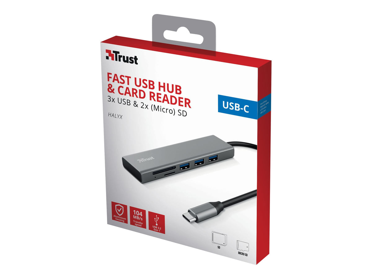 TRUST Hub USB-C HALYX 5 ports 3 USB 1 SD et 1 micro-SD