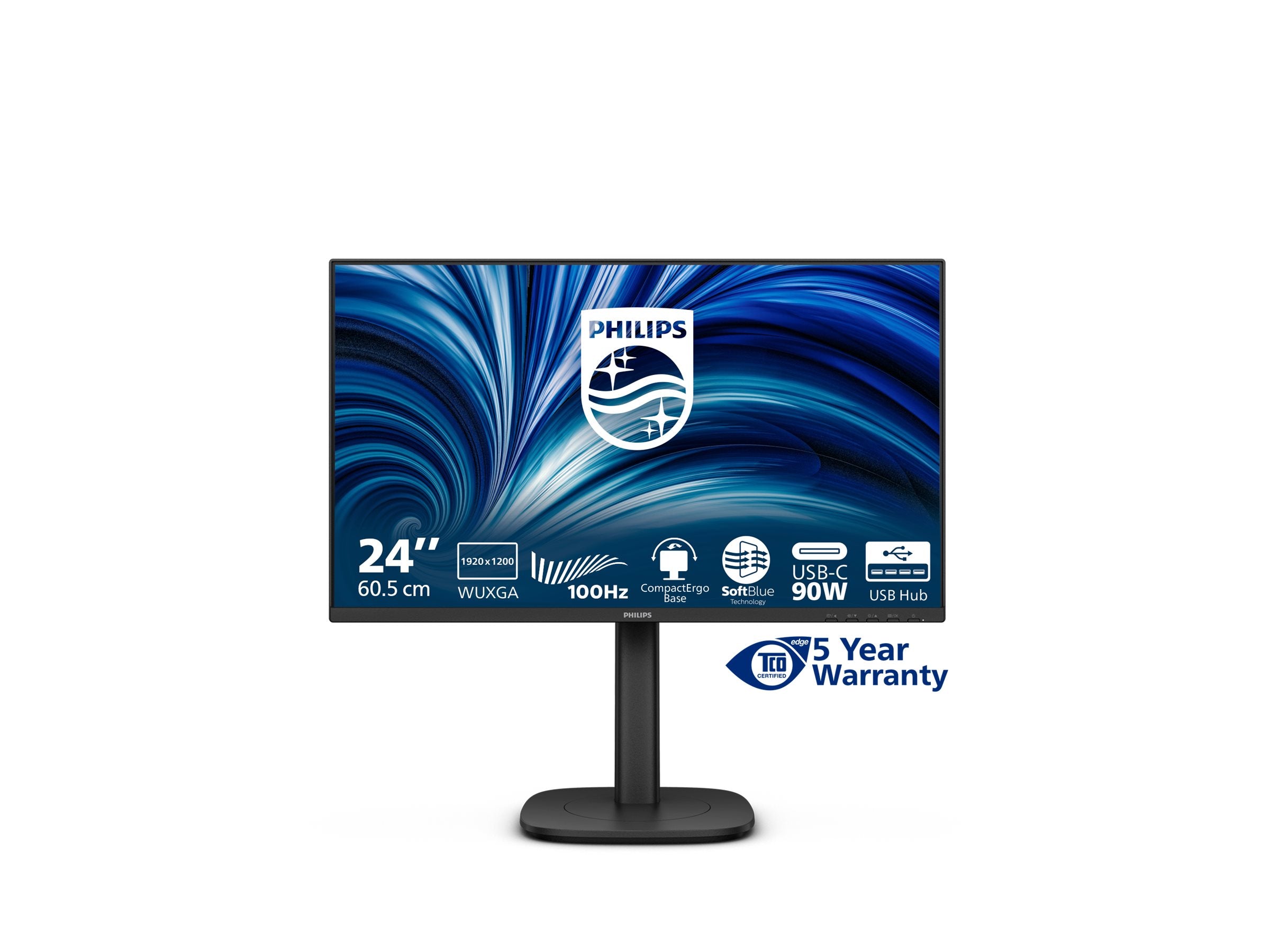 PHILIPS 24p 1920x1200 100Hz IPS Flat H/A 150 MM USB C DOCKING DISPLAY Daisy chain DICOM TUV EyeSafe certified USB HUB SPEAKERS