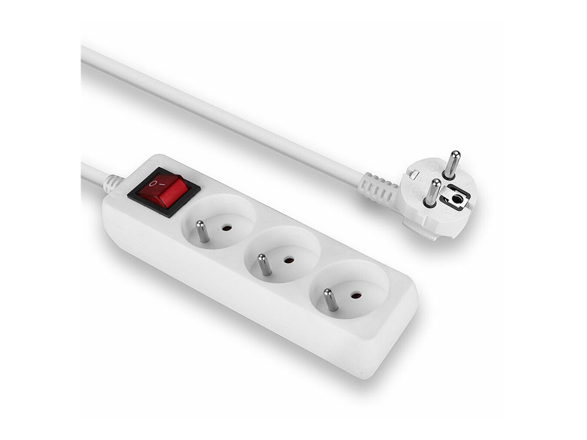 LINDY 3 way Mains Gang Socket with switch FR France