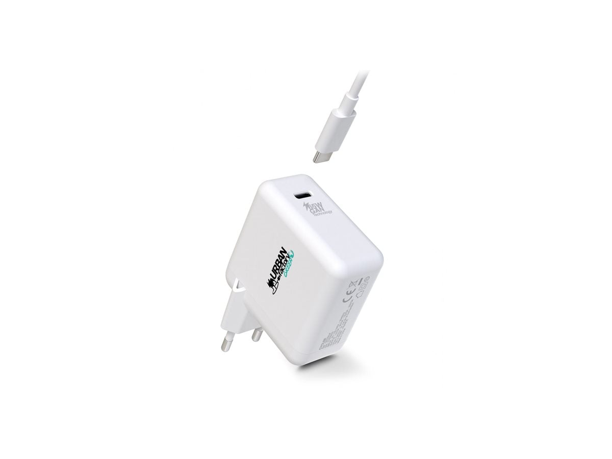 URBAN FACTORY Chargeur secteur GaN USB-C Eco-conçu 65W