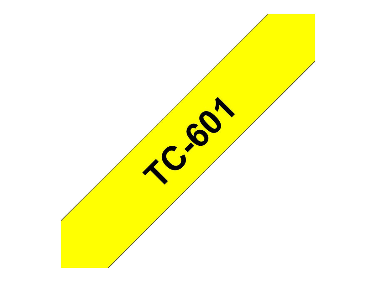 BROTHER P-TOUCH TC-601 noir sur jaune  12mm