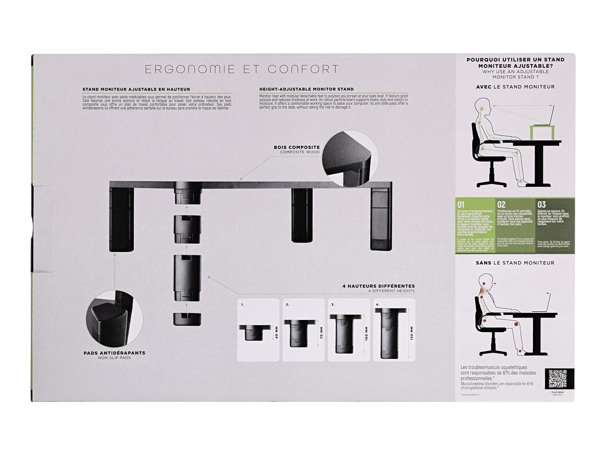 TNB Monitor Riser With Modular Riser Solid Particle Board And Moisture Resistance Heavy-Duty 20Kg Adjustable Height