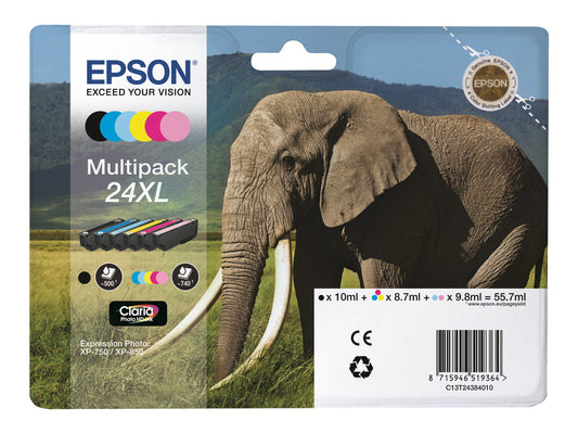 EPSON 3LB 24 Ink cartridge black and five colour standard capacity 29.1ml 1-pack RF-AM blister w/s
