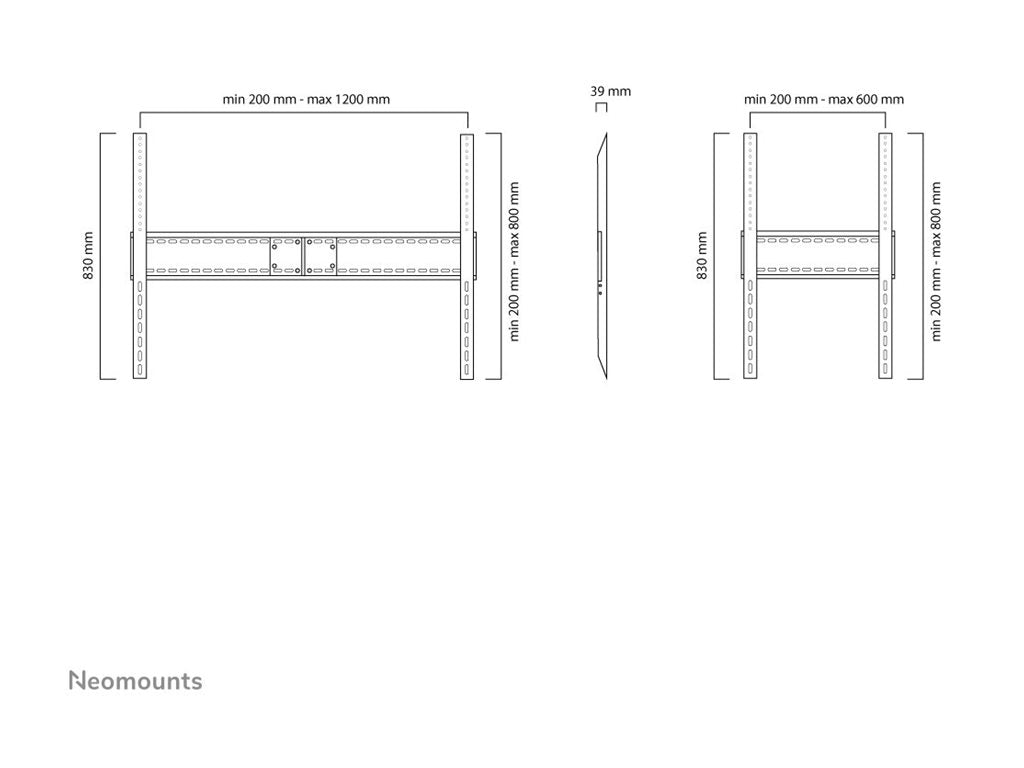 NEOMOUNTS LFD-W1500 Support pour écran mural 60-100p - fixe - paysage et portrait
