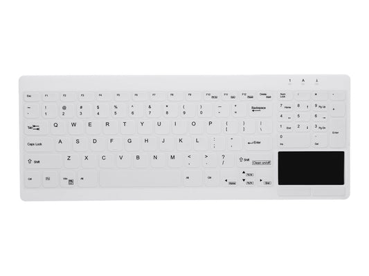 CHERRY Hygiene Compact Ultraflat Touchpad Keyboard with NumPad Fully Sealed Watertight USB White (FR)