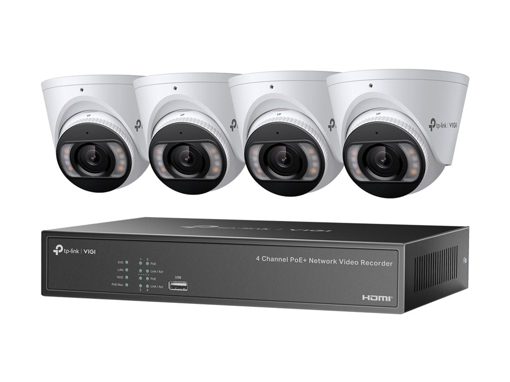 TP-LINK VIGI 4MP Full-Color Turret IPC and 4 Channel PoE+ NVR KIT