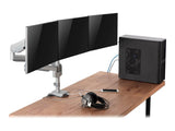 EATON TRIPPLITE Triple-Display Flex-Arm Desktop Clamp for 17inch to 30inch Flat-Screen Displays - USB and Audio Ports Aluminum