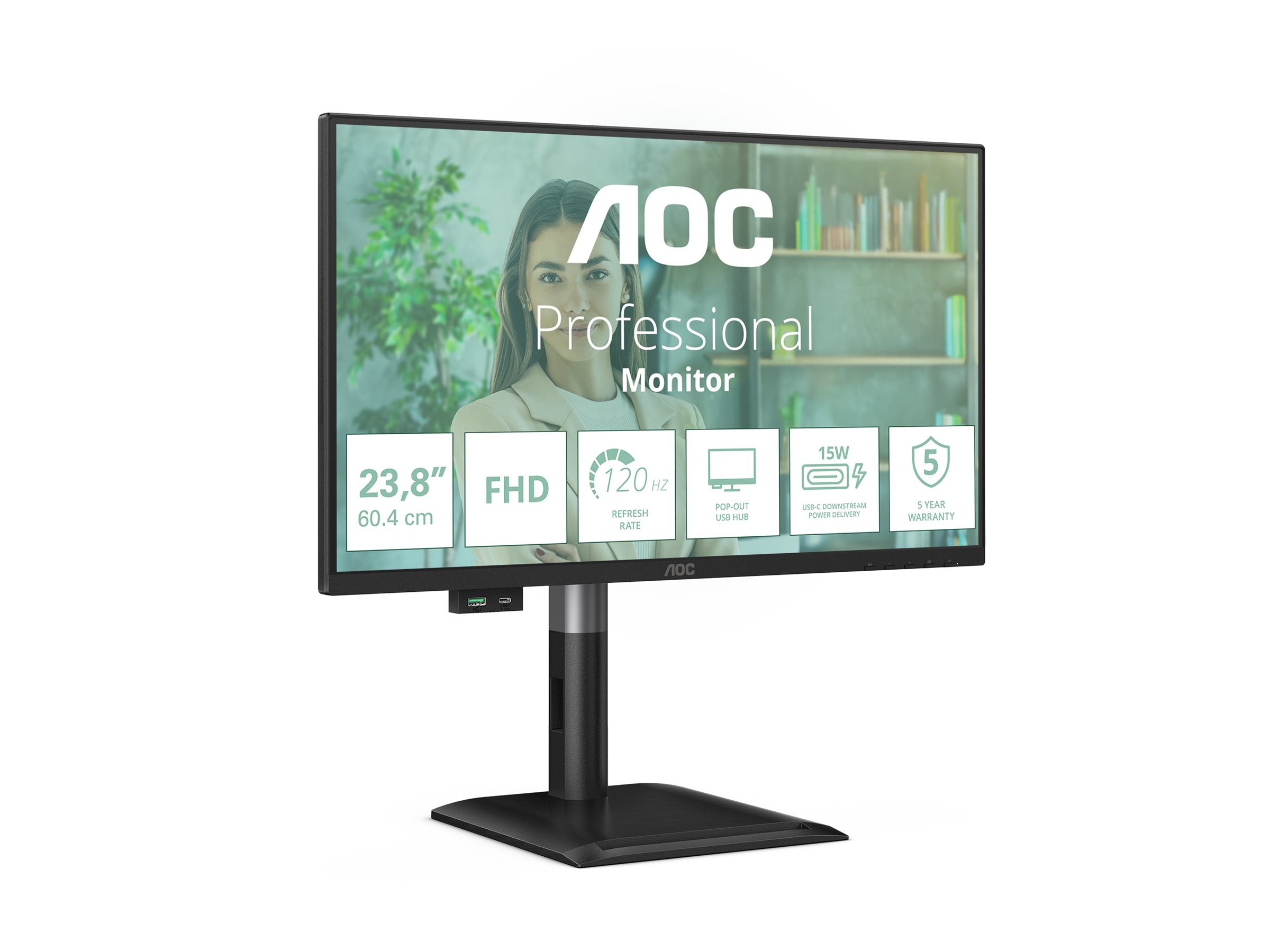 AOC 24P4U 23.8p FHD IPS 120Hz 4ms HDMI DP USB 3.2x4 Height