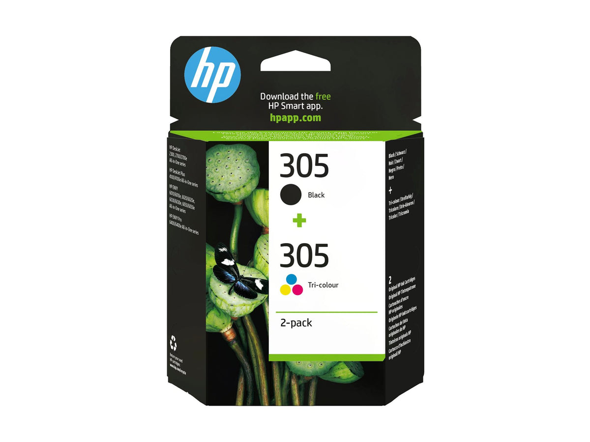 HP 305 2-Pack Tri-color/Black Original Ink Cartridge