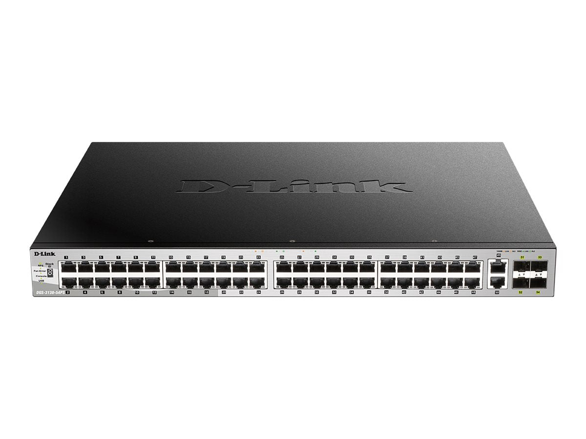 D-LINK Switch L3 Light 48 Gigabit PoE/PoE+ Ports & 2 10GBASE-T Ports & 4 10GbE SFP+ Ports 370W PoE Budget 740W with DPS-700
