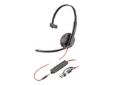 HP Poly Blackwire 3215 Monaural USB-C Headset +3.5mm Plug +USB-C/A Adapter