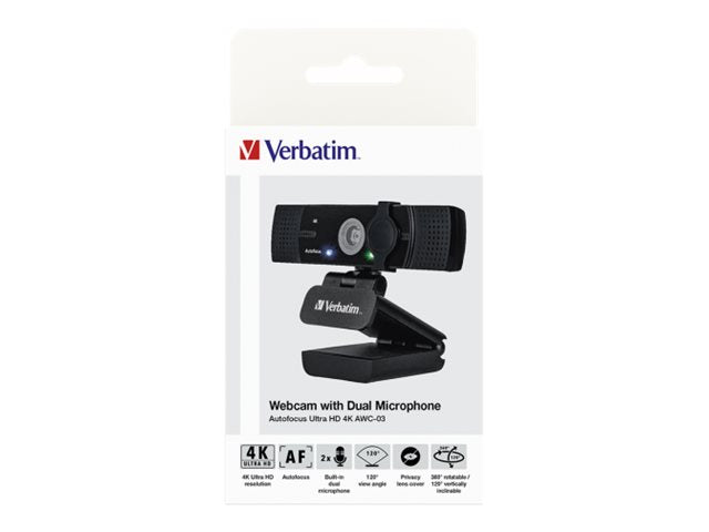 VERBATIM AWC-03 ULTRA HD 4K AUTOFOCUS WEBCAM WITH DUAL MICROPHONE WCF (P)