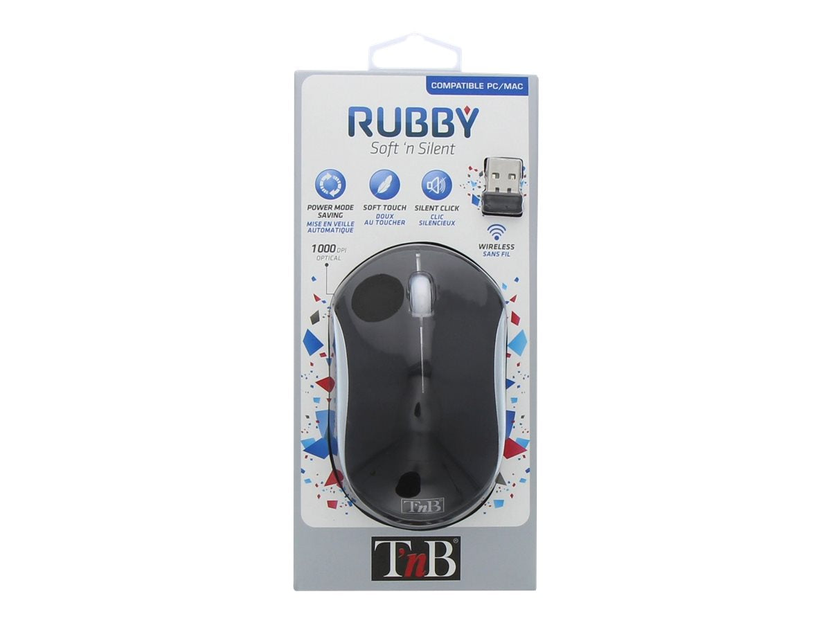 TNB RUBBY Wireless Mouse 1600 Dpi Silent Compact Size Soft Touch Ergonomic Shape Power Mode Saving Auto Link Wireless