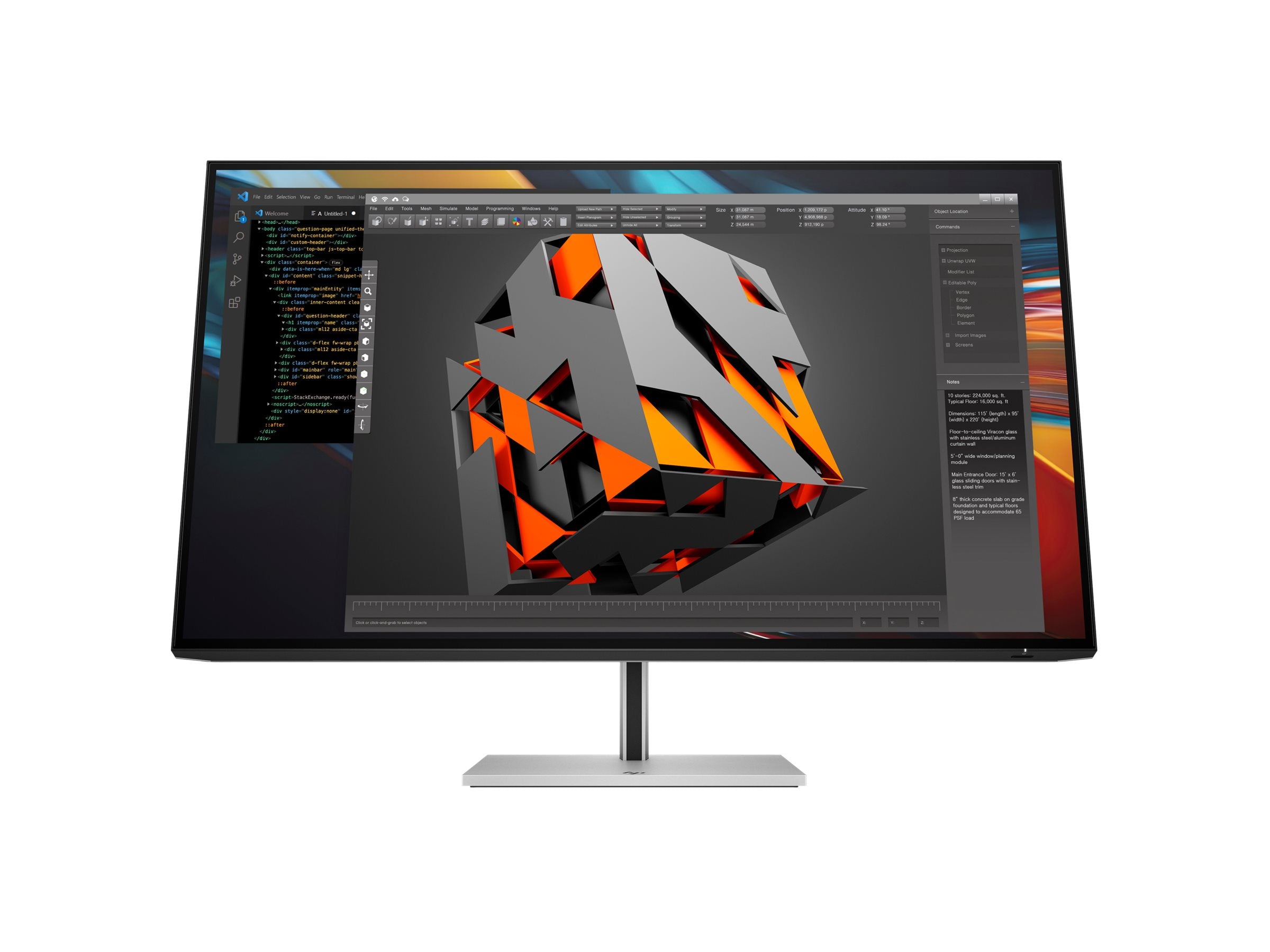 HP Écran 4K Série 7 Pro 732pk 31.5p 4K UHD 3840x2160 HDMI USB-C USB hub DisplayPort