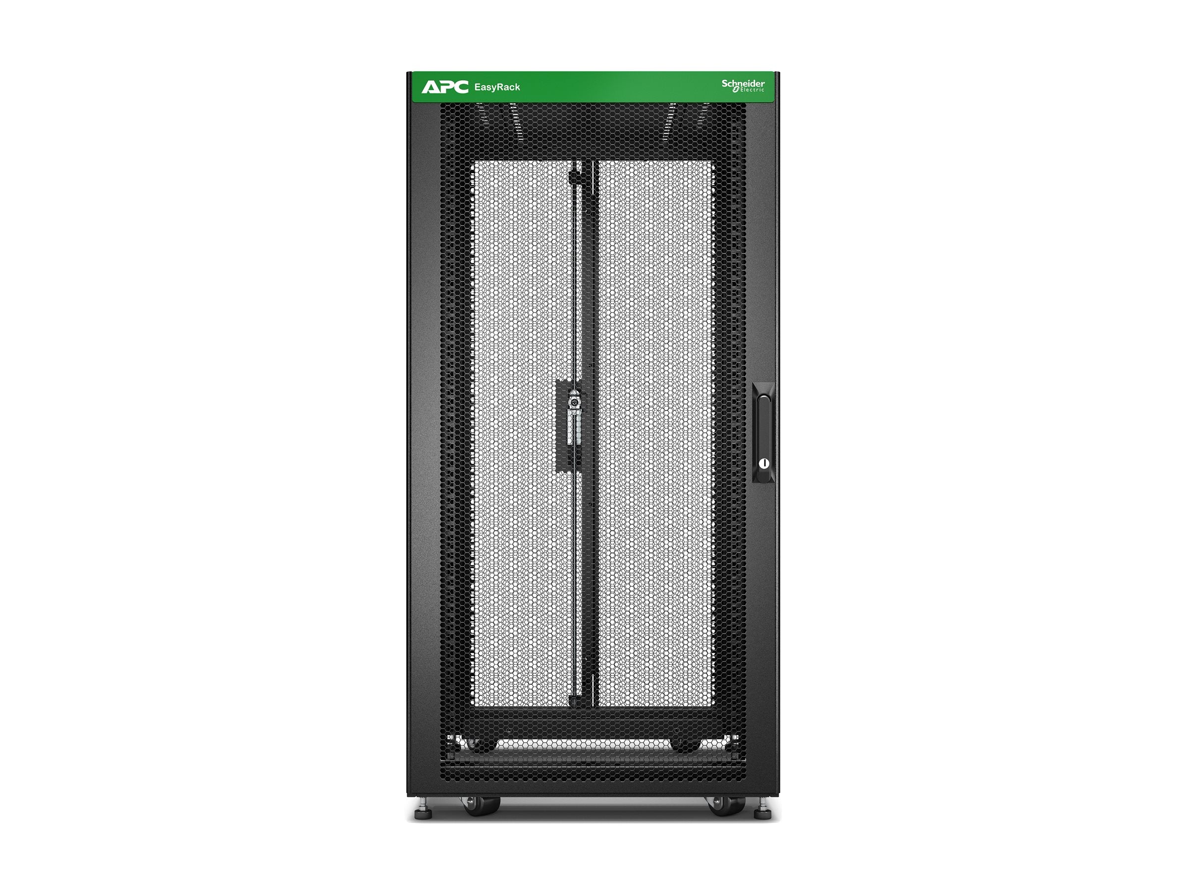 APC Easy Rack 600mm/24U/1200mm with Roof Side panel castors feet and 4 Brackets no Bottom black