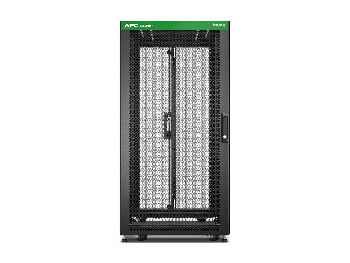 APC Easy Rack 600mm/24U/1200mm with Roof Side panel castors feet and 4 Brackets no Bottom black