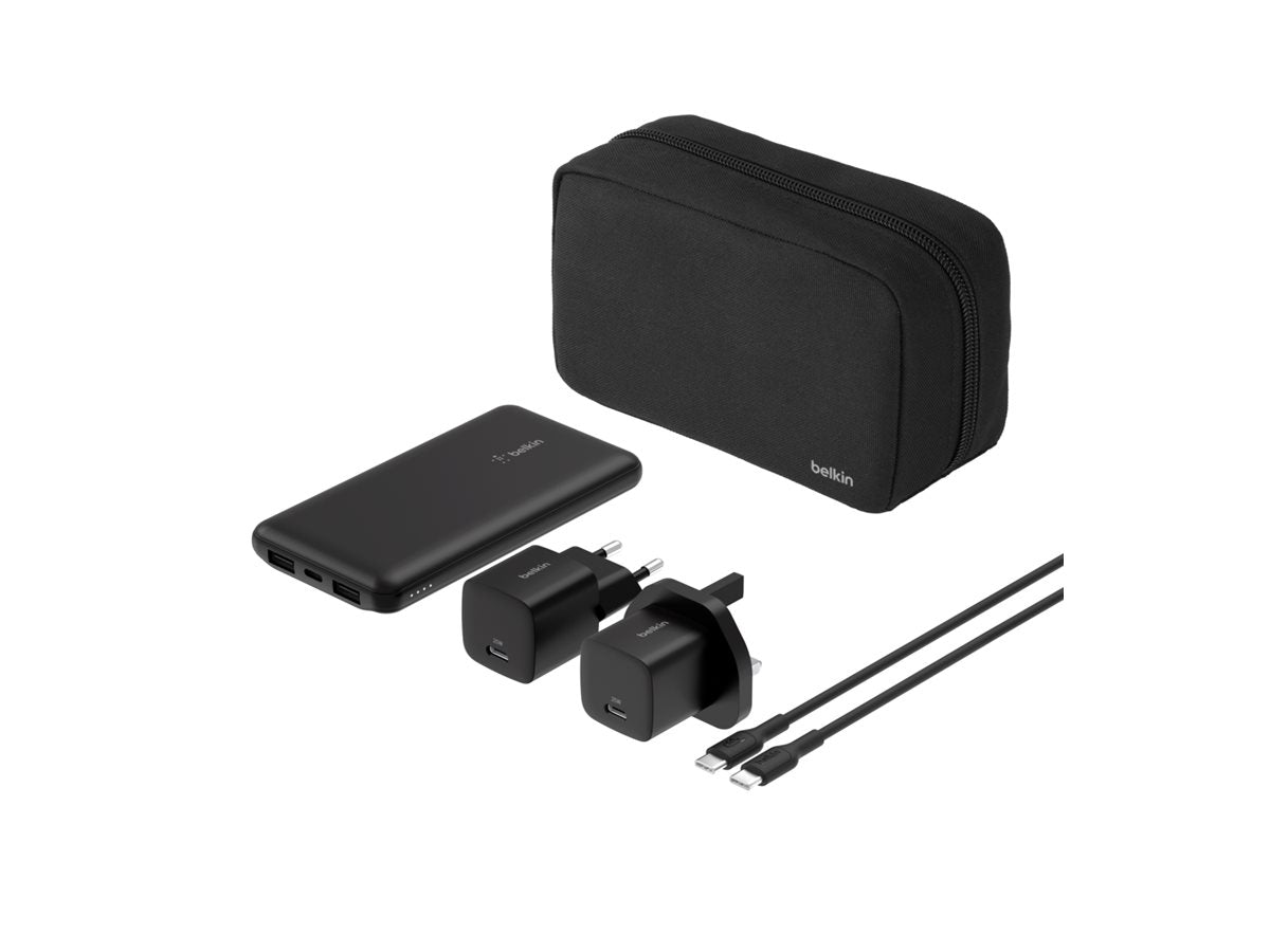 BELKIN Batterie externe 3 ports 10K avec câble USB-A vers USB-C noir