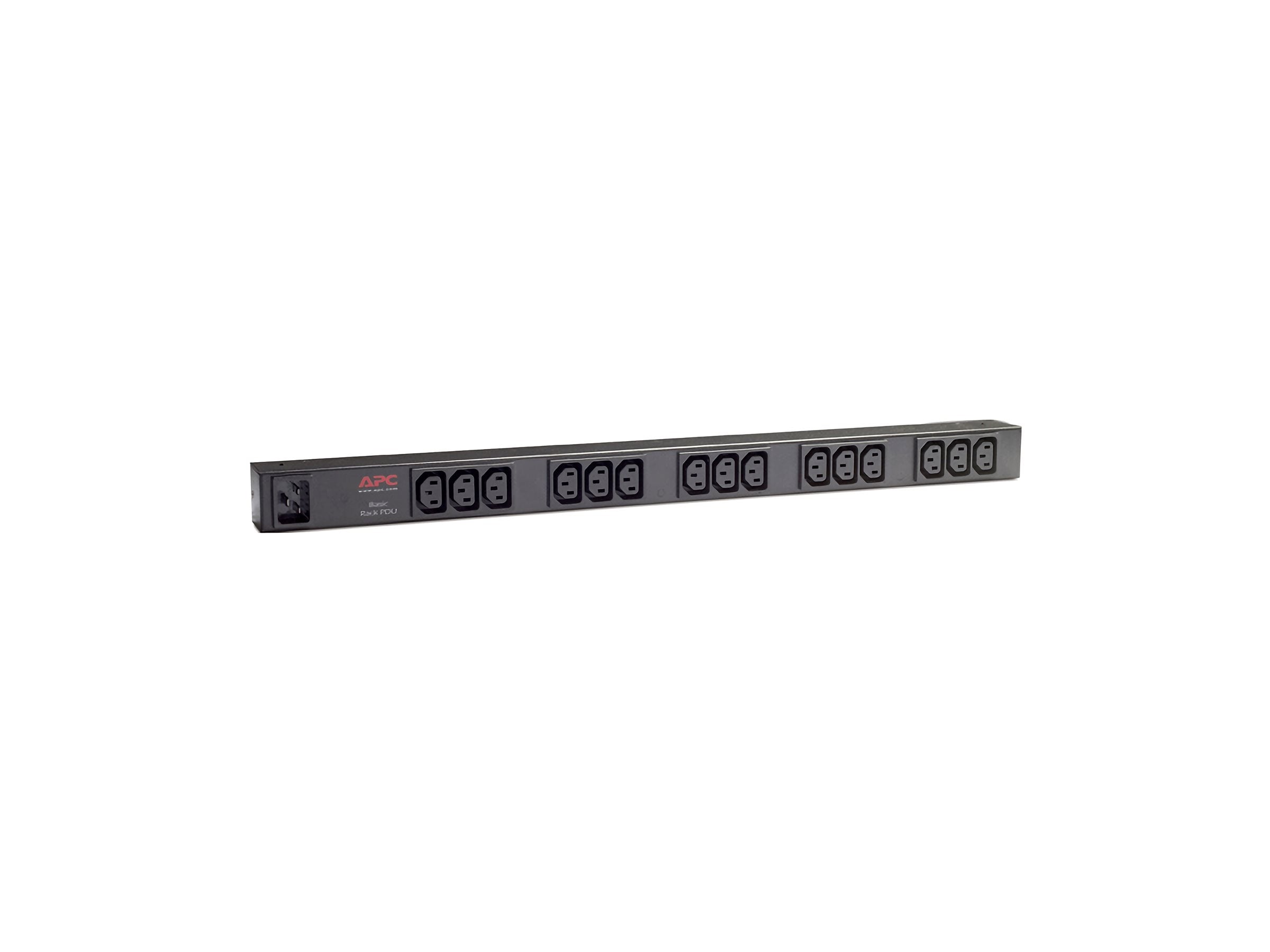 APC Basic Rack PDU Zero U Rack AC 120/208/230V input IEC 60320 C20 output connectors 15 power IEC 60320 C13 0U 2.4m cord BK