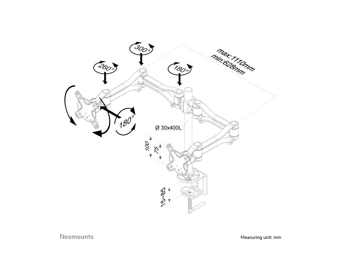 NEOMOUNTS FPMA-D1030D Support décran à fixer 10-24p