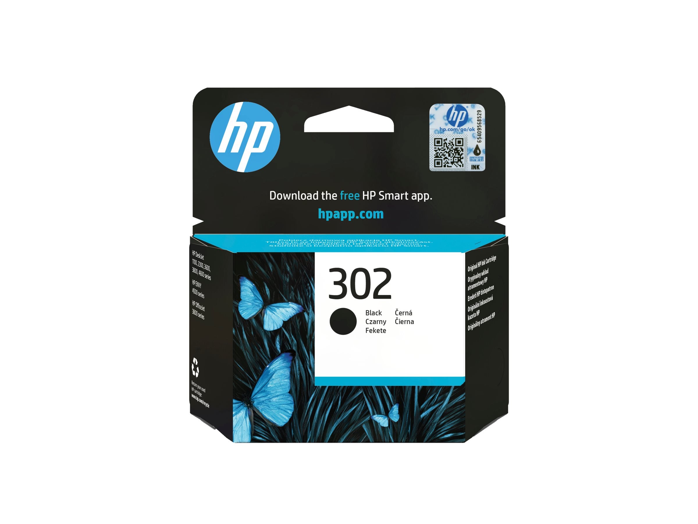 HP 302 original Black Ink cartridge F6U66AE 301Blister