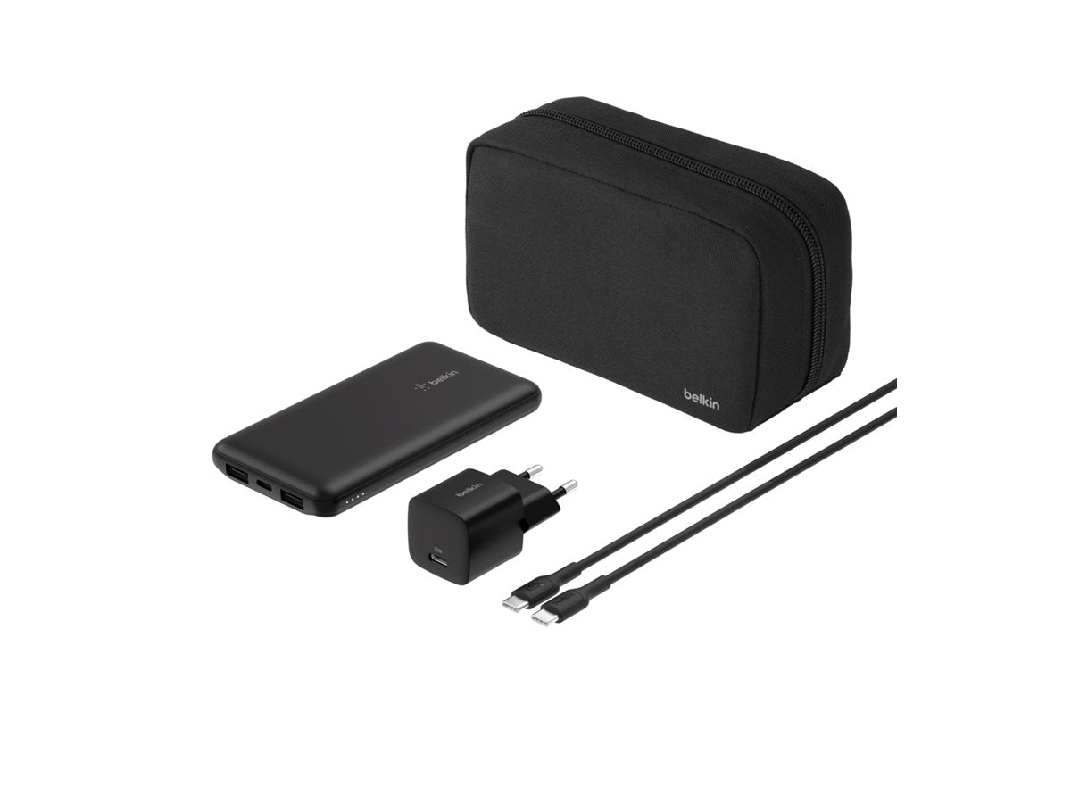 BELKIN Batterie externe 3 ports 10K avec câble USB-A vers USB-C noir