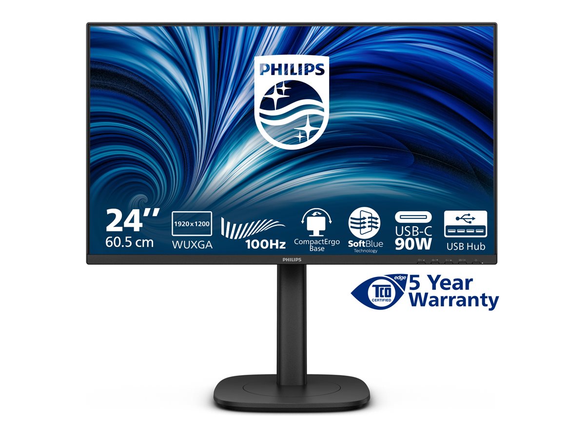 PHILIPS 24p 1920x1200 100Hz IPS Flat H/A 150 MM USB C DOCKING DISPLAY Daisy chain DICOM TUV EyeSafe certified USB HUB SPEAKERS