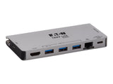 EATON TRIPPLITE USB-C Dock - 4K HDMI USB 3.2 Gen 1 USB-A Hub GbE Memory Card 100W PD Charging Detachable Cord