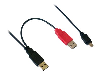 MCL Cable double USB type A m.le (Alim Data) / mini B 5 brs m.le - 1m
