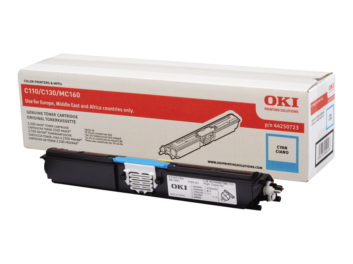 OKI C110, C130 cartouche de toner cyan haute capacité 2.500 pages pack de 1