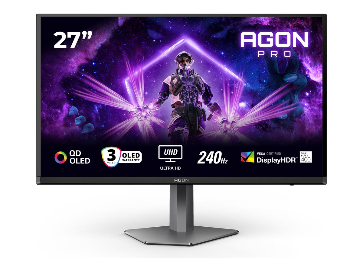 AOC AG276UZD 27p QD - OLED UHD 240Hz 0.03ms HDMI2.1x2 DP2.1 USB3.2x2 Speakers Pivot