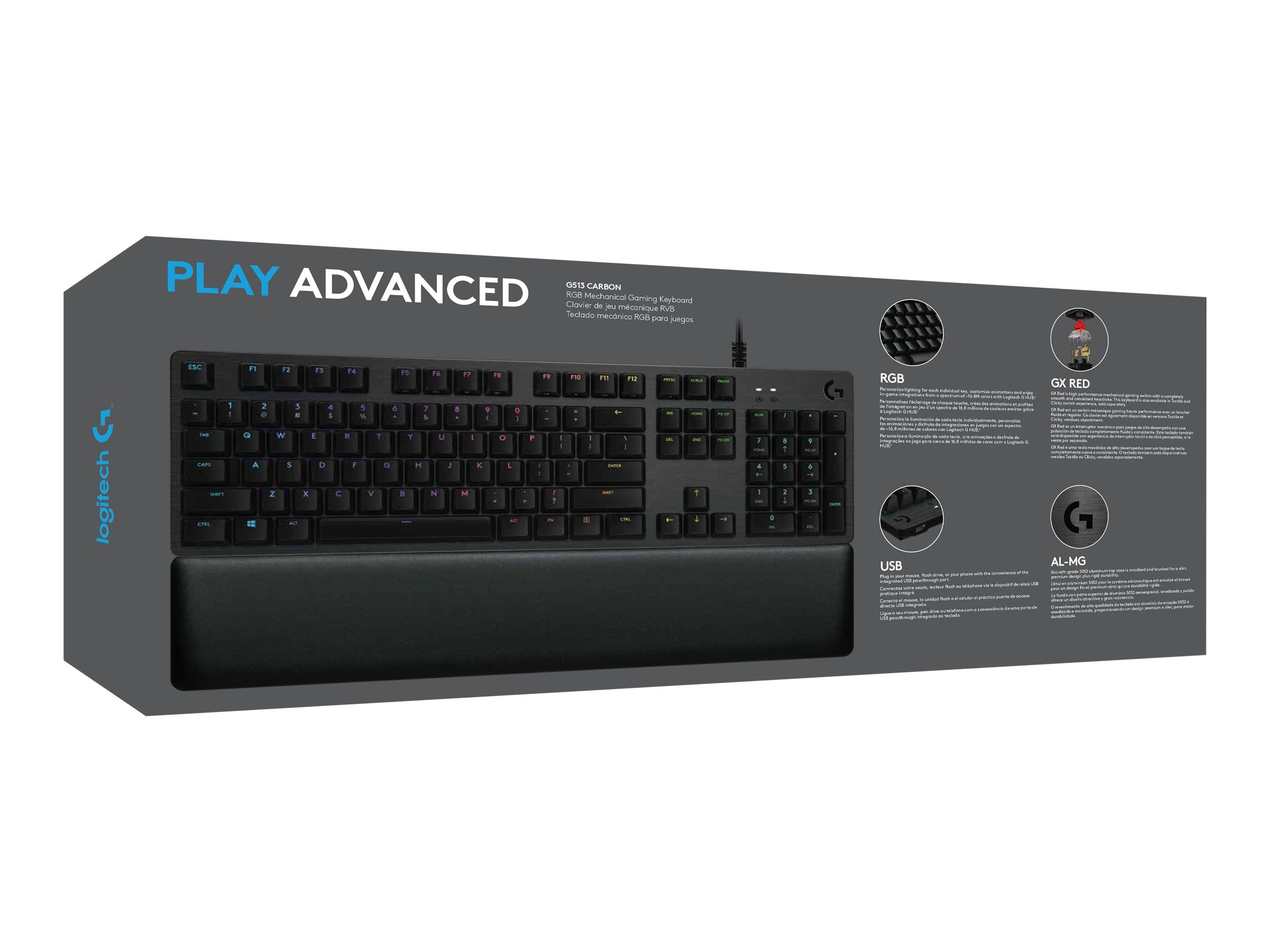 LOGITECH G513 CARBON LIGHTSYNC RGB Mechanical Gaming Keyboard GX Brown - CARBON - (UK) - INTNL
