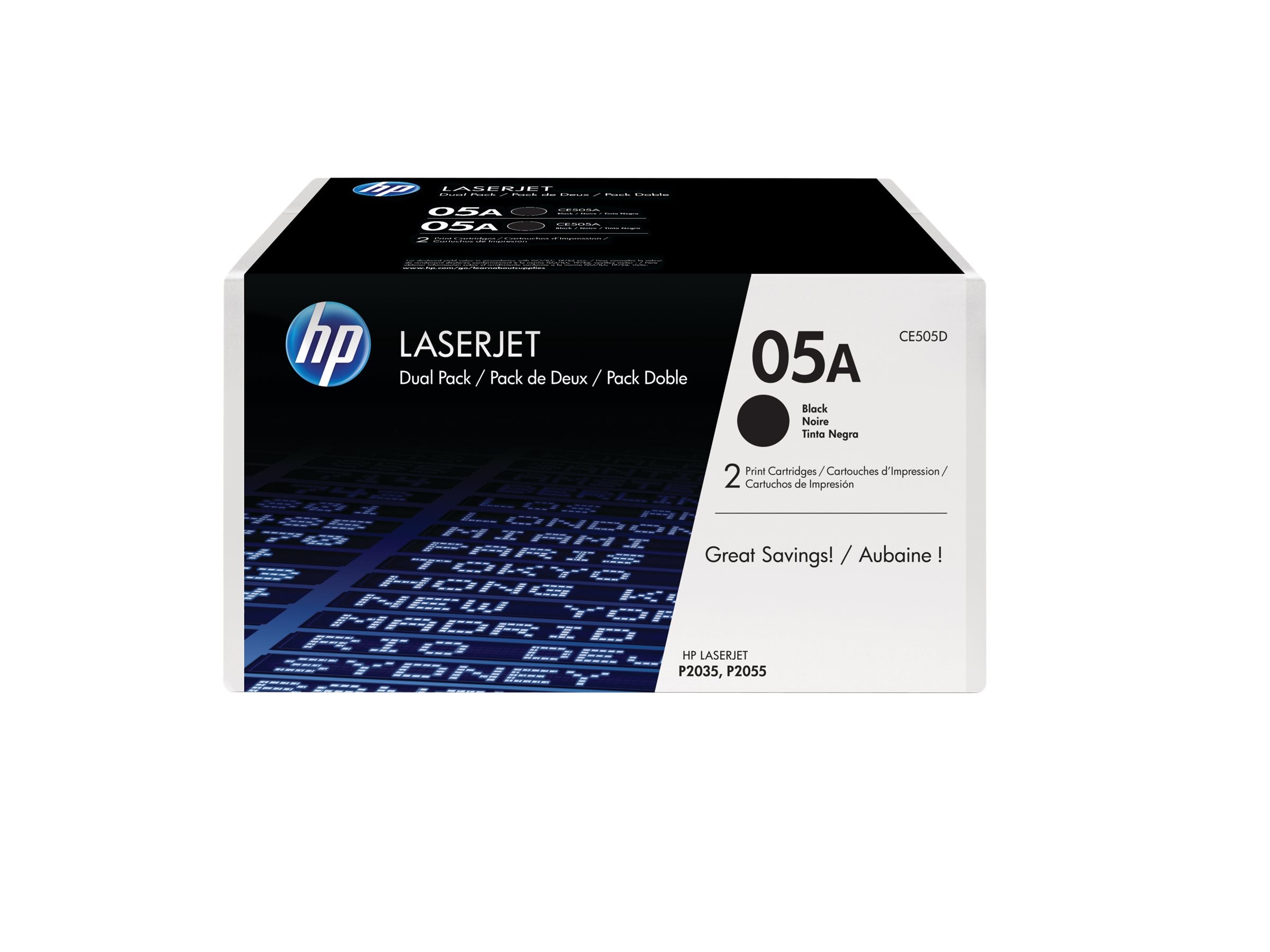 HP 05A original LaserJet Toner cartridge CE505D black standard capacity 2 x 2.300 pages 2-pack