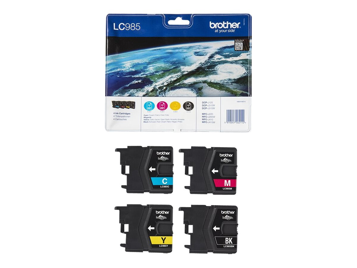 BROTHER LC-985 cartouche d encre noir et tricolore capacité standard nr: 300 pages, cl: 260 pages 4-pack blister sans alarme
