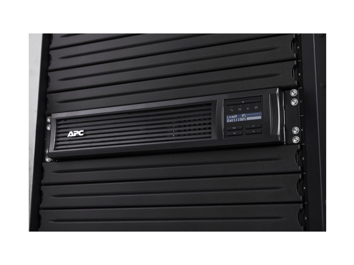 APC Smart-UPS 750VA LCD RM UPS rack-mountable AC 230V 500Watt 750VA Ethernet RS-232 USB output connectors 6 2U Black