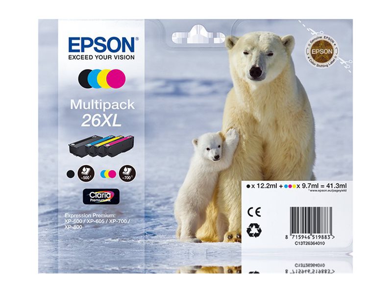 Cartouche EPSON C13T26364020 26XL - Noir + 3 couleurs