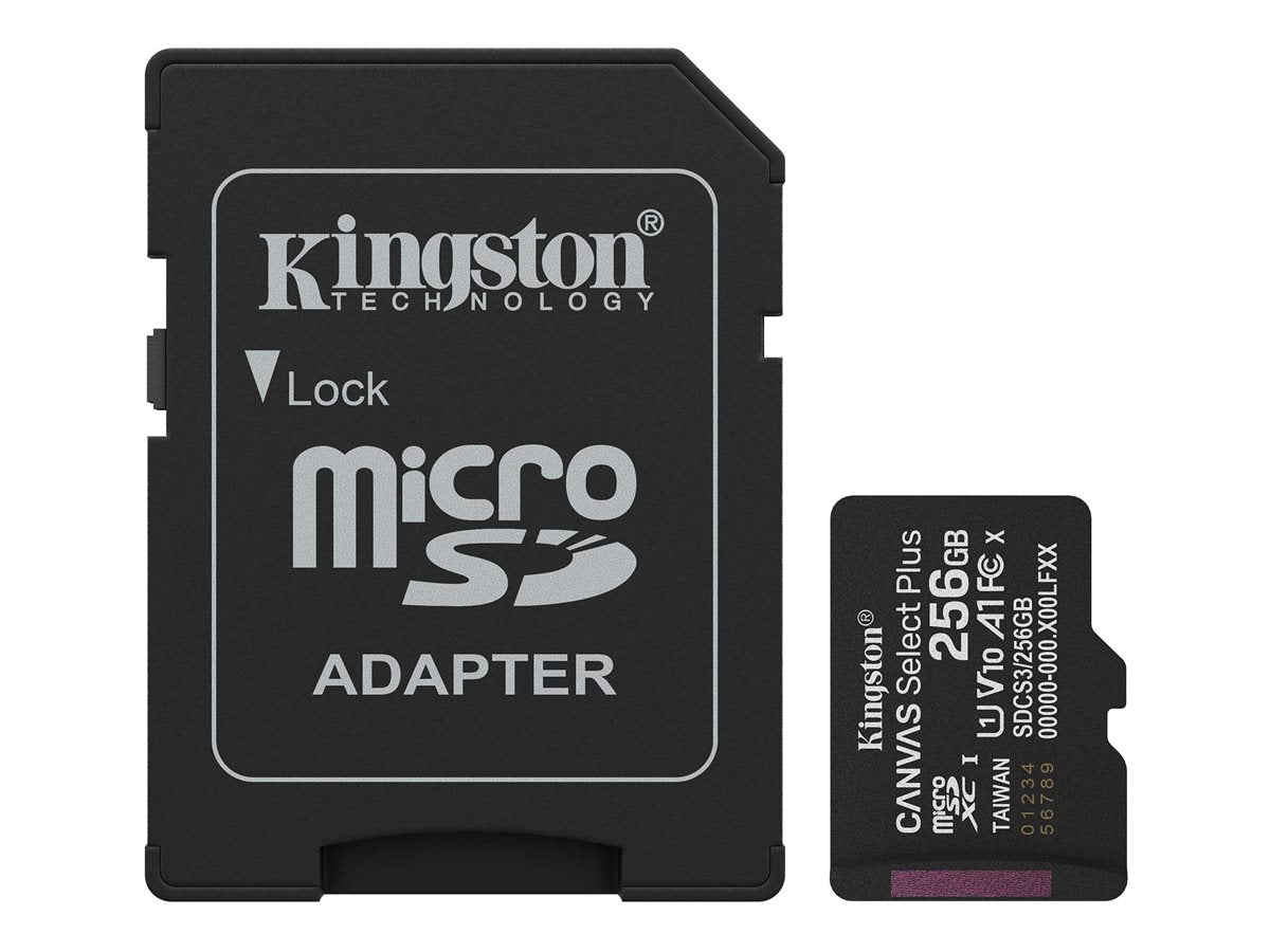 KINGSTON Canvas Select Plus Carte mémoire microSDXC 256Go Gen3 150MB/s A1 Adaptateur SD Inclus
